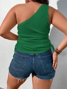 Calvaya Solid Color Simple Daily Plus Size Women Top - Green - View 2