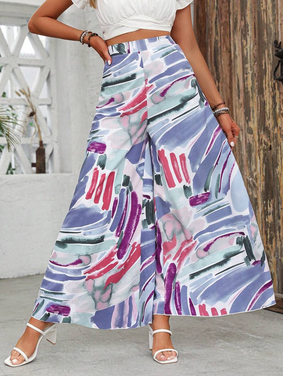 Breezaya Women Printed Wide-Leg Summer Trousers Beach Pants - Multicolor - View 1