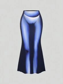 SHEIN Unity 女士身體熱度圖印花長裙，美人魚設計 - 彩色 - 查看 1