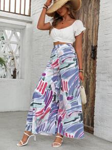 Breezaya Women Printed Wide-Leg Summer Trousers Beach Pants - Multicolor - View 5