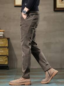 Men's Tapered Casual Pants, Slim Straight Leg Lightweight Formal Trousers