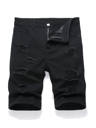 Shorts en jean déchirés avec éclaboussures de peinture pour hommes européens et américains