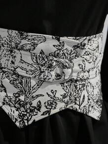 Modelyn Asymmetrisches Blume Muster Kleid für Damen mit Lanternenärmeln und geraffter Taille