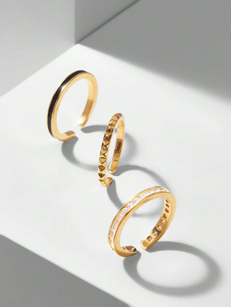 MOTF PREMIUM GOLD PLATED ENAMEL DRIP RING SET - Yellow Gold - View 1