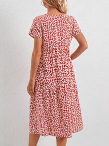 SHEIN Round Neck Loose Floral Print Casual Maternity Dress Clothing With Nursing Function