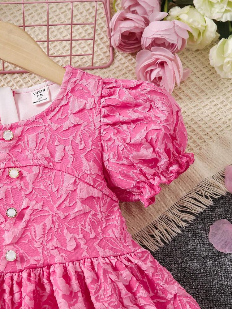 Elegant Vintage Bubble Sleeve Dress For Young Girls' Formal Party