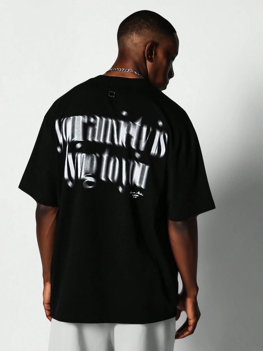 SUMWON Regular Fit Short Sleeve Tee With Front And Back Graphic Print