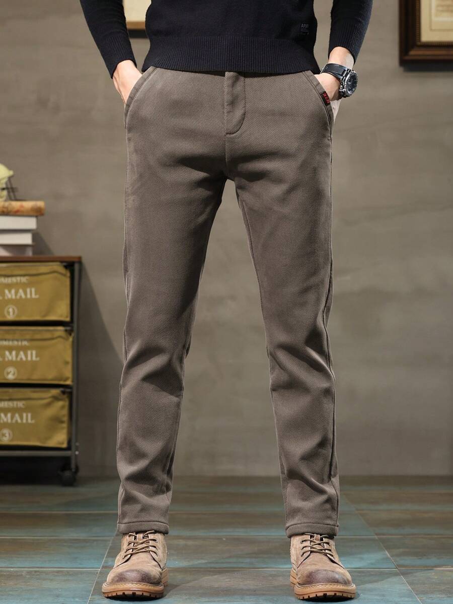 Men's Tapered Casual Pants, Slim Straight Leg Lightweight Formal Trousers