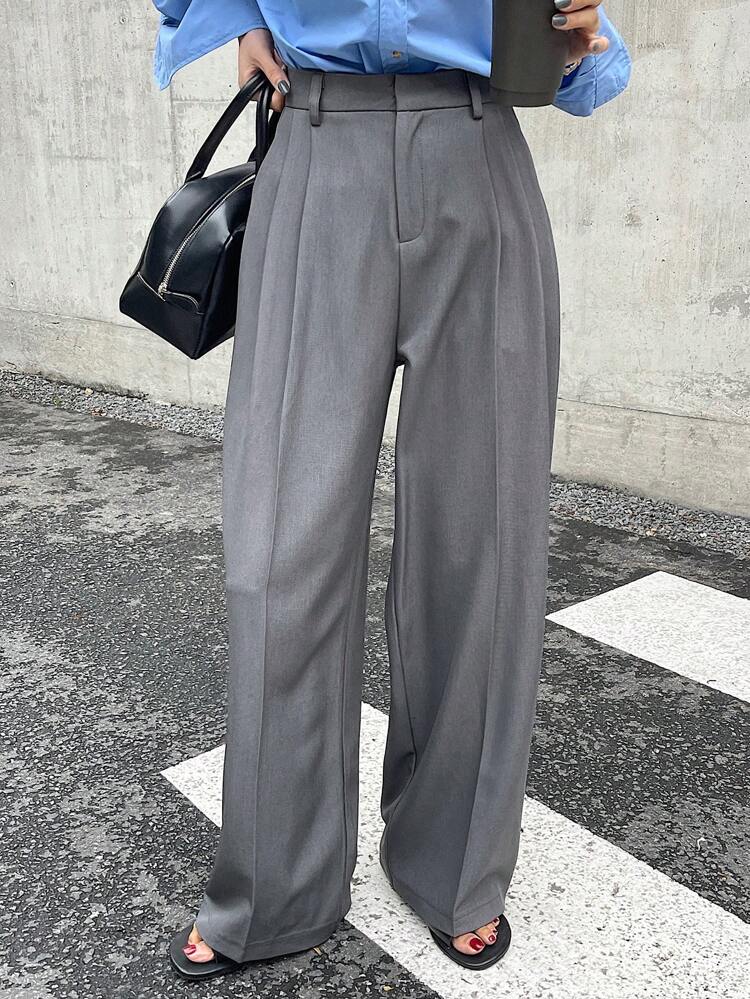 Women Casual Business Straight Leg Solid Color Suit Pants Fall/Winter