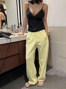 DAZY Áo hai dây viền ren màu trơn cho nữ khi đi chơi mùa hè Áo - màu đen - Xem 6