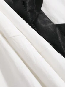 FRIFUL Loose Drop Shoulder Summer Dress With Color Blocking And Back Tie Details Sundress