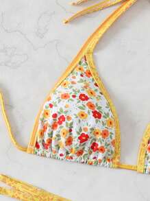 SHEIN Swim Random Small Flower Print Two-Piece Bikini Set Summer Beach - Multicolor - View 4