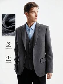 AKNOTIC Business Casual Veste de costume d"affaires en lin tissé pour hommes à bouton unique (Gilet intérieur non inclus)
