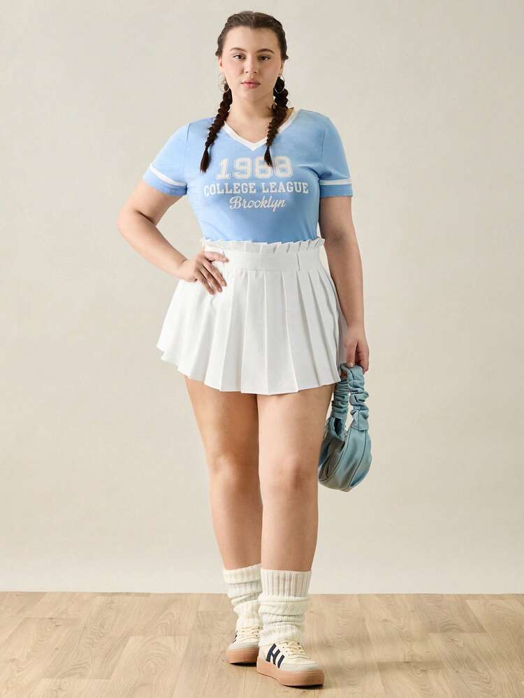 Summer Plus Size Women Sports Graduation Pattern T-Shirt