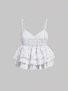 SHEIN MOD Women's Doll Camisole With Floral Patterned Bust Cups