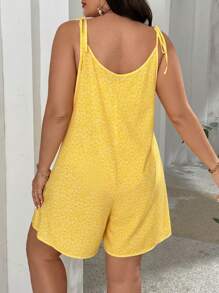 SHEIN VCAY Plus Size Boho Allover Floral Print Tie Shoulder Cami Spring Romper, For Summer
