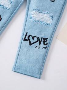 Camiseta de tirantes sólida para niña joven y pantalones gráficos con letras para ropa urbana