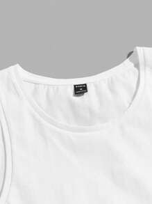 Manfinity Chillmode White Men Work Tank Top, Sleeveless Graphic Plain Tank Top For Vacation, Boyfriend Gift - White - View 5
