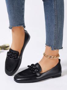 2025年秋季女士黑色扣环低帮通勤舒适平底鞋情人节 - 黑色 - 查看 6