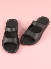 Women Flat Sandals, Sexy Elegant Minimalist Non-Slip Durable Fashion Slippers, Black And White, Spring/Summer - Black - View 4