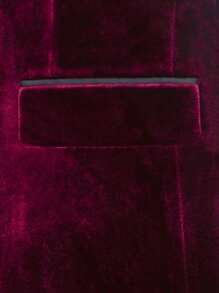 I FineLong Chaqueta de traje de terciopelo para hombre con cuello de traje para banquetes, con contraste de color a juego - Burdeos - Ver 4