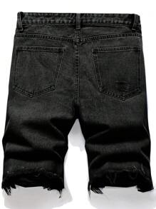 Pantalones cortos de mezclilla con borde deshilachado para uso diario de hombres