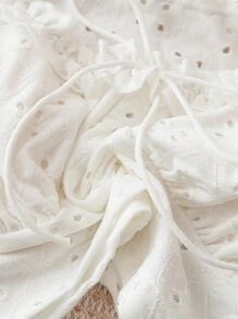 Soleia Round Neck Short Sleeve Tie Front Short T-Shirt With Frilled Hem