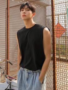 DAZY Camiseta de verano para hombre de deporte casual y holgado de unicolor con cuello redondo