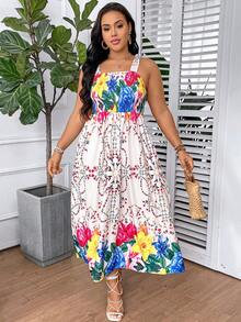 SHEIN VCAY Váy in hình đầy màu sắc cỡ lớn dành cho nữ - Nhiều màu - Xem 6