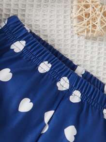 Baby Girls Loose Short Sleeve Long Pants Pajama Set With Rabbit Heart Patterns - Multicolor - View 3
