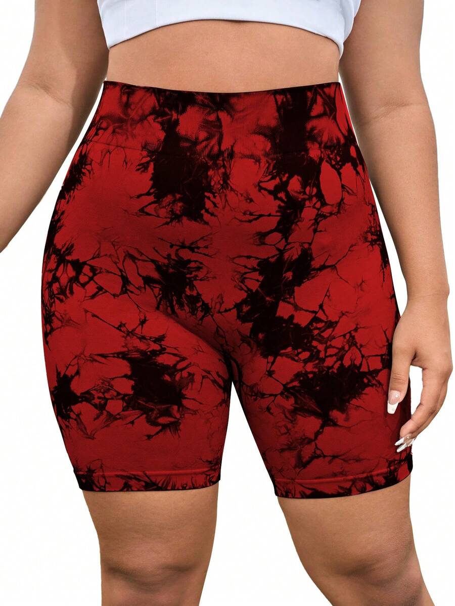 SHEIN Sport Seamluxe Plus Size TieDye High Waisted Ruched Tummy