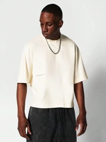 SUMWON Camiseta de manga corta tipo crop fit con estampado gráfico de número - Albaricoque - Ver 2