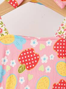 Baby Girl Sleeveless Tiered Patchwork Ruffles Summer Camping And Outdoor Vacation Dress With Headband - Multicolor - View 6