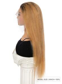 13x4 Silky Straight Honey Blonde Color T2/27 Lace Front Wig Human Hair Transparent Lace Frontal Wigs With Pre-Plucked Hairline For Women - S2/27 - View 5