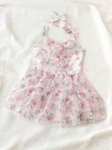 Soleia 3d Flower & Ruffle Hem Cake Princess Dress