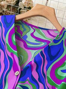 Plus Size V-Neck Floral Print Ruffle Trim Party Fashion Dress