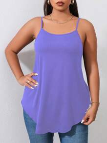 Calvaya Women Solid Color Simple Plus Size Cami Top And Camisole - Purple - View 1