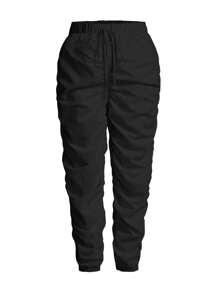 Calvaya Pantalones arrugados estilo callejero de nueva en unicolor de talla grande con cordón y con apariencia de overol