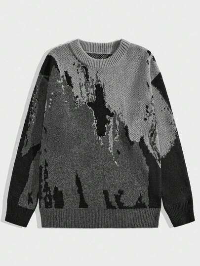 Grunge Punk Herren Rundhals-Pullover mit Langarm, Schule