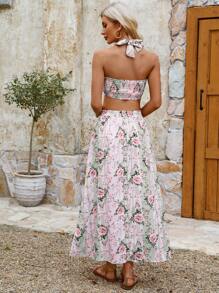 Breezaya Bộ dây đeo cổ in hoa dành cho nữ\" - màu xanh lá - Xem 2