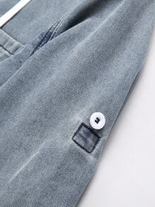 Manfinity Hypemode Casual Men Hooded Denim Shirt For Daily Wear And Easy Matching Oversize Long Sleeve Jean Button Up Cotton Plain Light Grey Shirt, Going Out Going Out Hang Out Street Urban Vacation