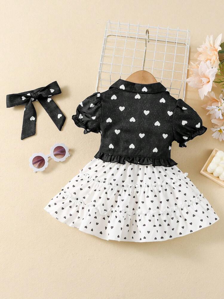 Baby Girl Heart Shaped Coat, Casual Camisole Dress, Fashionable For Outing