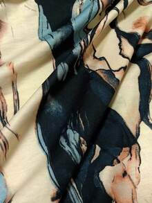 INAWLY Women Marble Pattern Batwing Sleeve Summer T-Shirt - Multicolor - View 3
