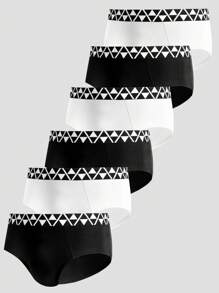 Men Geometric Waistband Triangle Underwear (Set Of 6) - Multicolor - View 3