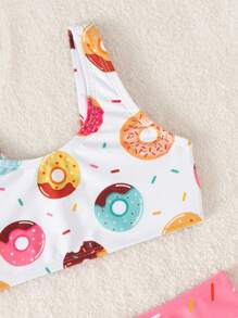 Bikini estivo per ragazze con stampa di ciambelle carine