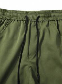 Manfinity Homme Men Drawstring Waist Pocket Casual Everyday Cargo Pants, Fall - Army Green - View 5