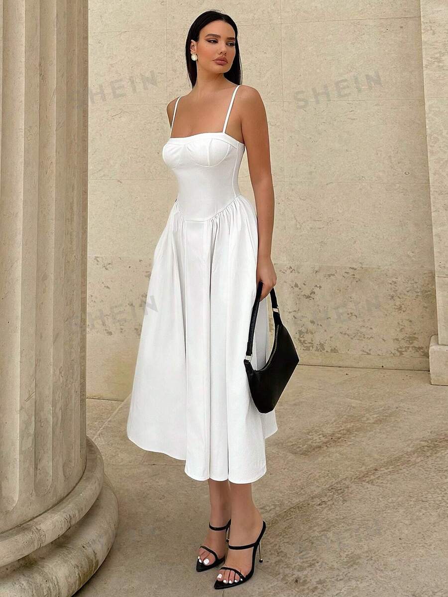 SHEIN Essnce Spring/Summer Wedding Date White Wedding Spaghetti Strap A ...