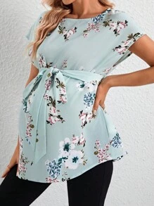 SHEIN 孕妇休闲短袖圆领衬衫