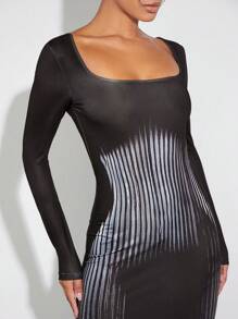 Hauture 女士色塊條紋貼身人魚裙