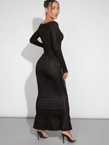 Hauture 女士色塊條紋貼身人魚裙